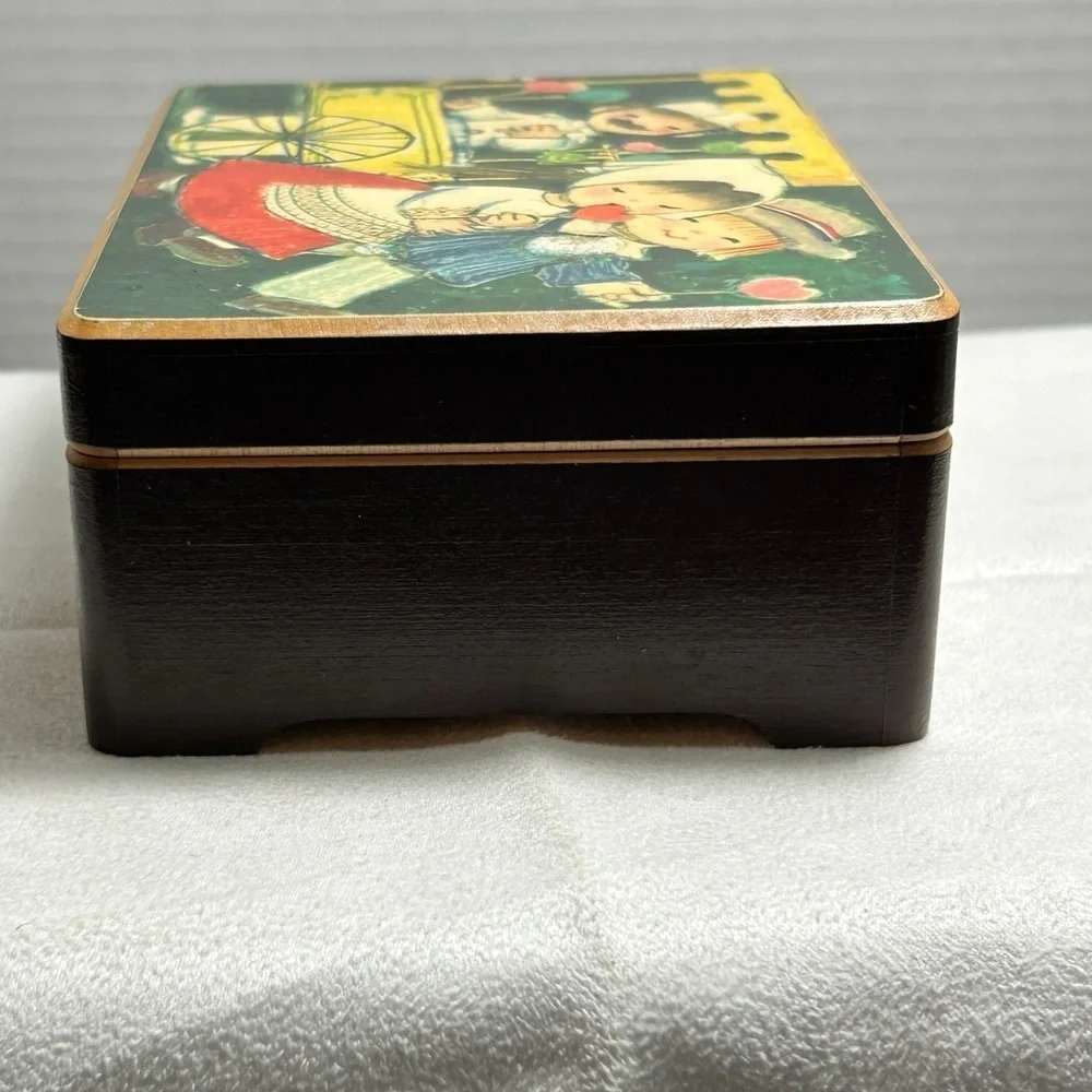 Reuge Swiss Music Box Vintage My Lily Adieu Hi - Lo Wind-Up Wooden Opens